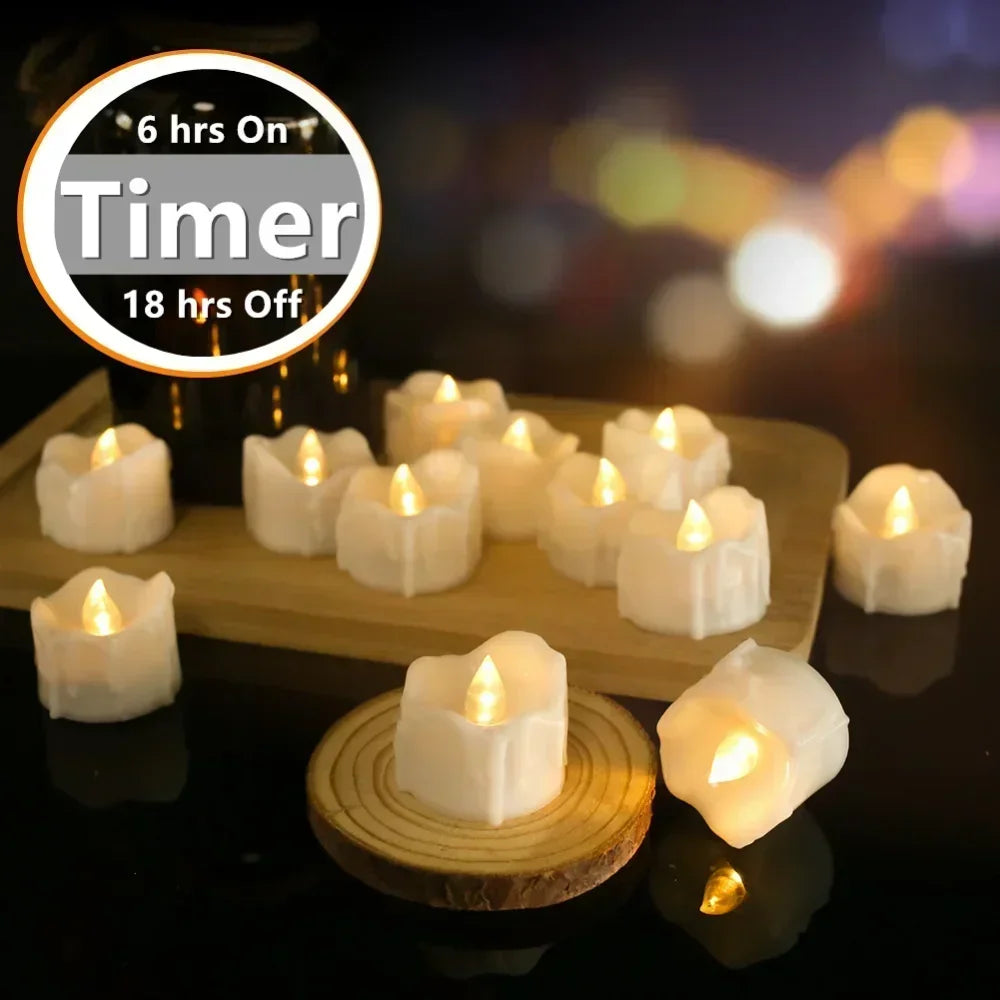 Flameless TeaLights Candles with Automatic Timer 6 Hours On 18 Hours Off