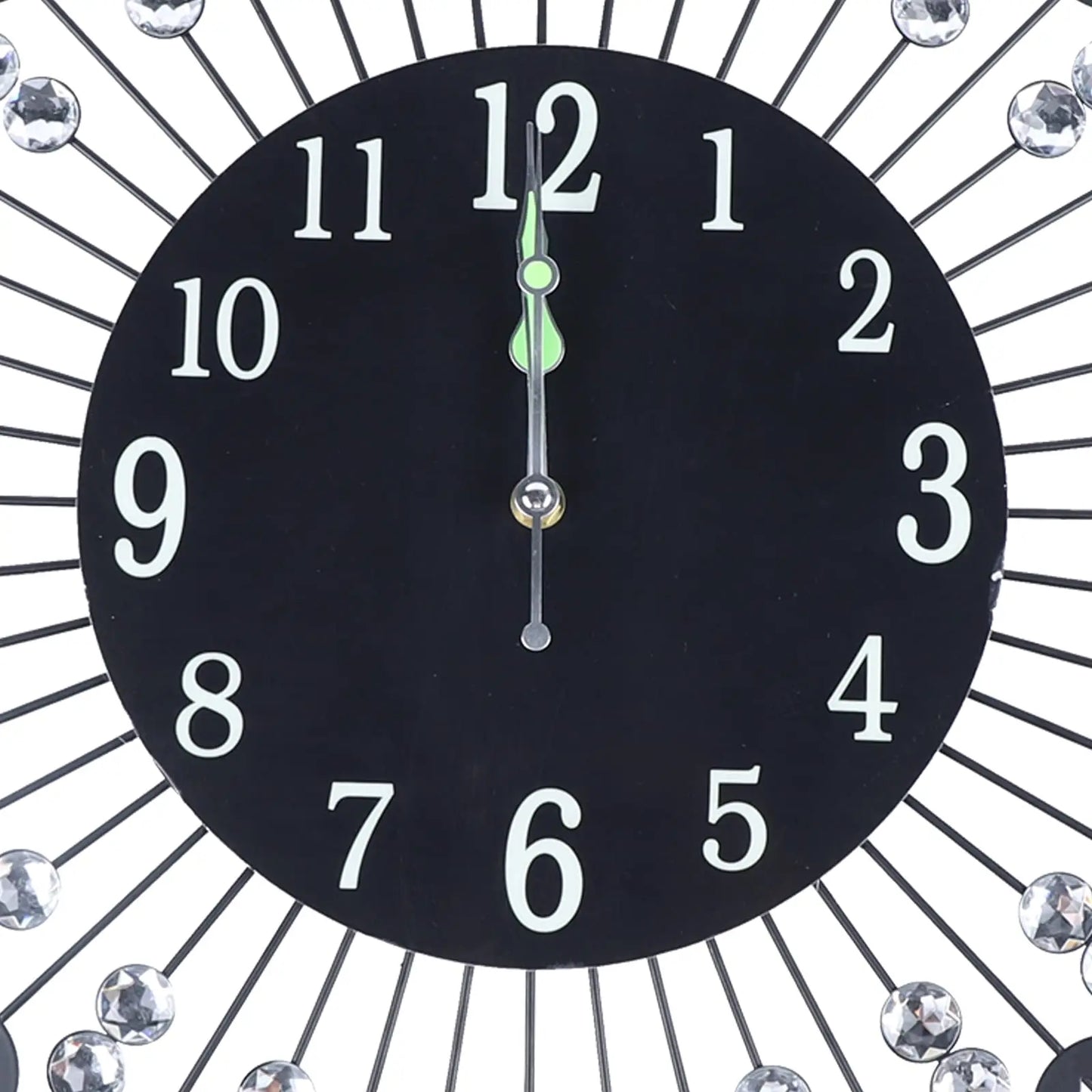 24'' Crystal Wall Clock, Large Décor Wall Clock Black Crystal Clock, Quartz Movement Wall Décor Clock W/Night Light