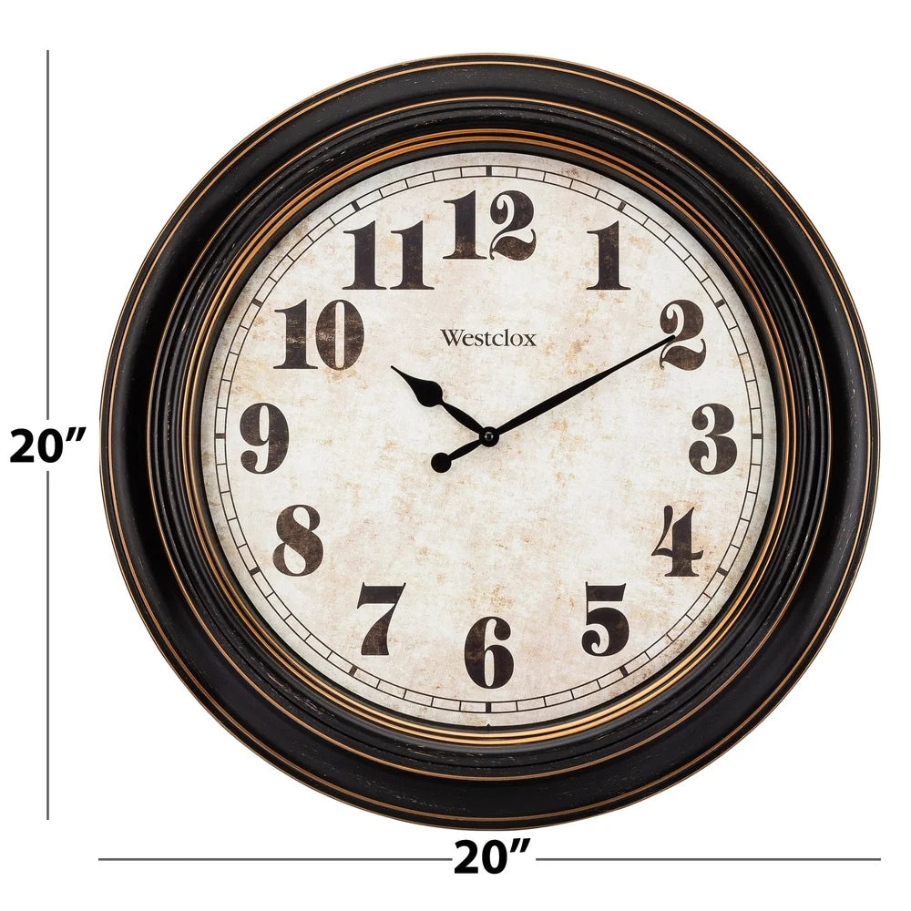 20 Inch Silent Vintage Bronze Traditional Wall Clock