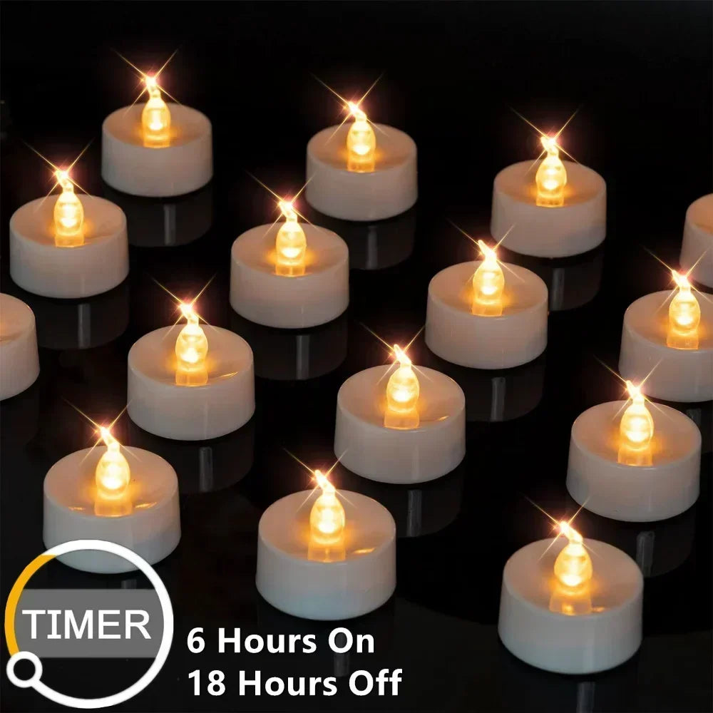 Flameless TeaLights Candles with Automatic Timer 6 Hours On 18 Hours Off