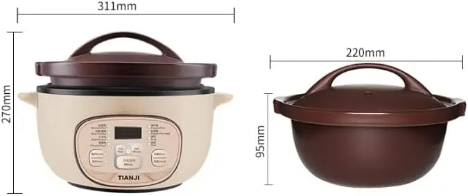DSG-TZ30 Electric Clay Pot, Slow Cooker for Clay Pot Rice and Casserole Porridge, Ceramic Casserole Cooking Pot with Unglazed Porcelain
