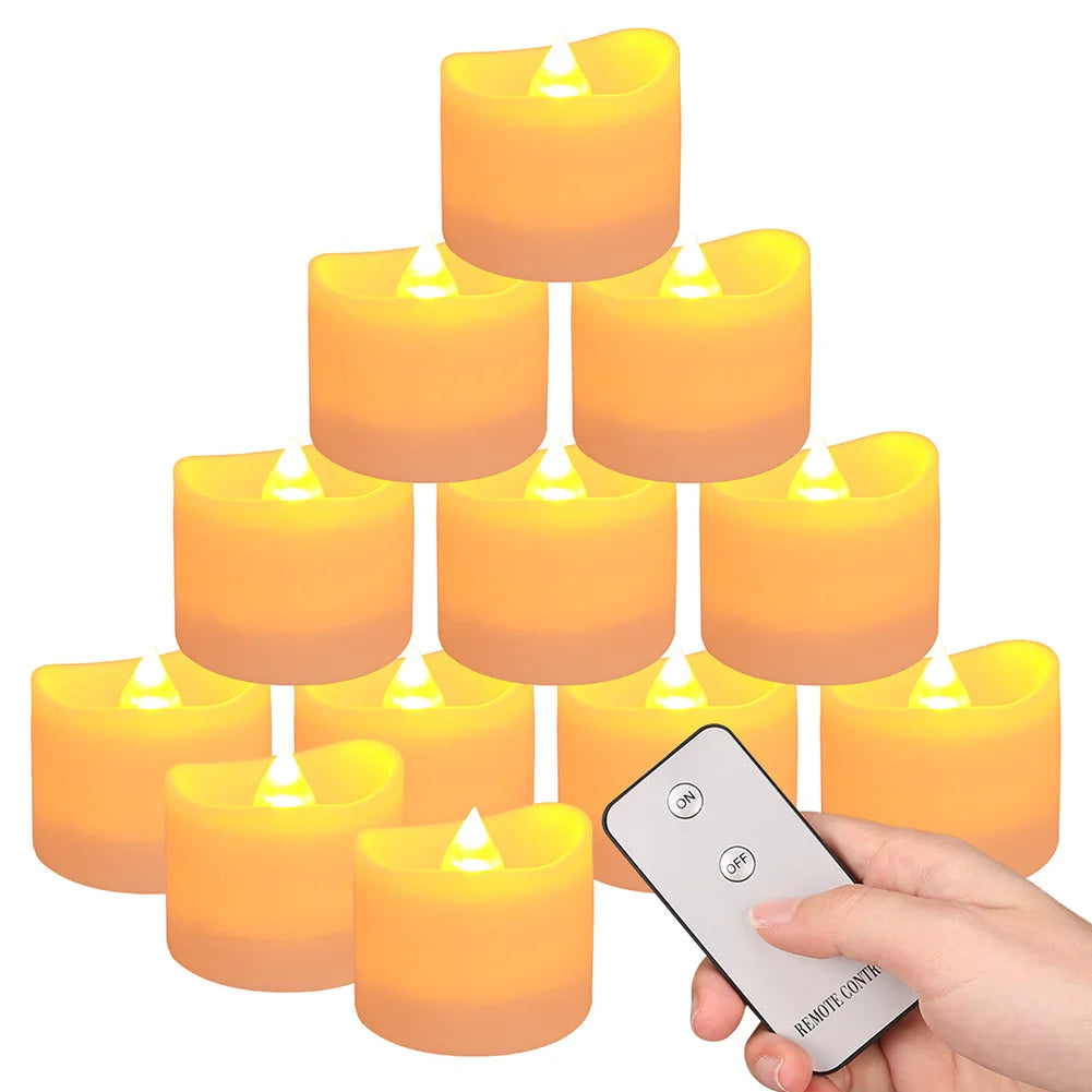 12/24Pcs Flameless LED Candle Battery Operated Flickering Candle For Home Christmas Party Wedding Decoration Tealight Candles