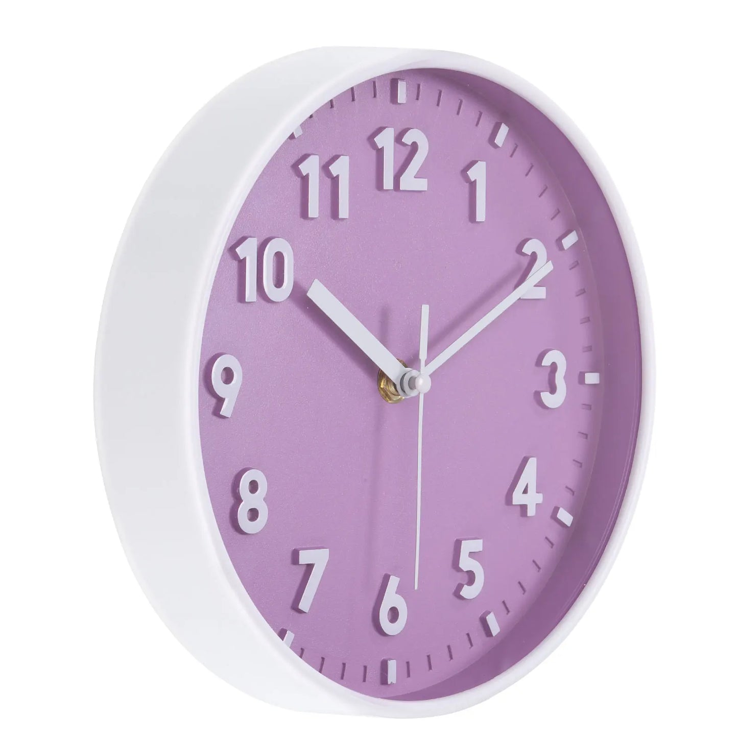 8 Inch Wall Clock 3D Number Quartz Battery Operated Silent Non-Ticking Round Wall Clocks for Office Bedroom Decorative Pink