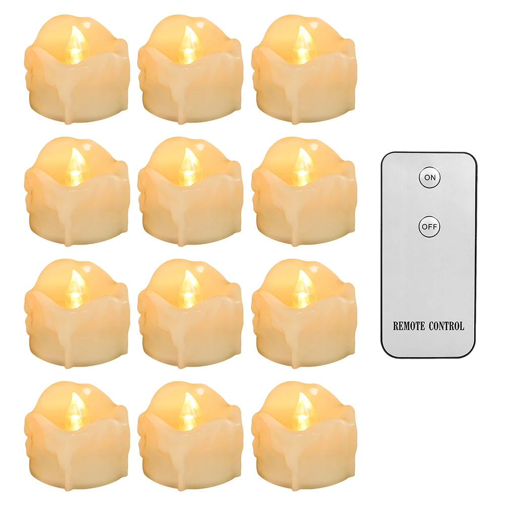 12/24Pcs Flameless LED Candle Battery Operated Flickering Candle For Home Christmas Party Wedding Decoration Tealight Candles