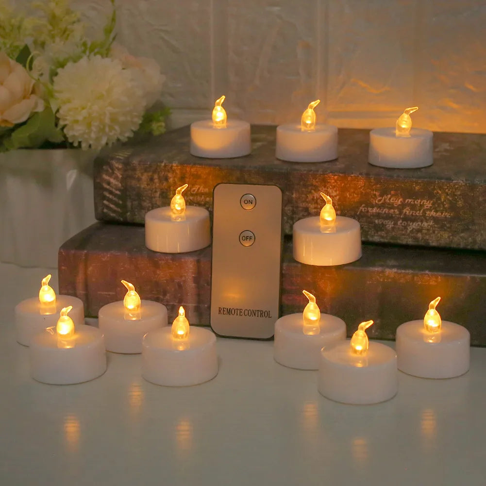 12/24Pcs Flameless LED Candle Battery Operated Flickering Candle For Home Christmas Party Wedding Decoration Tealight Candles