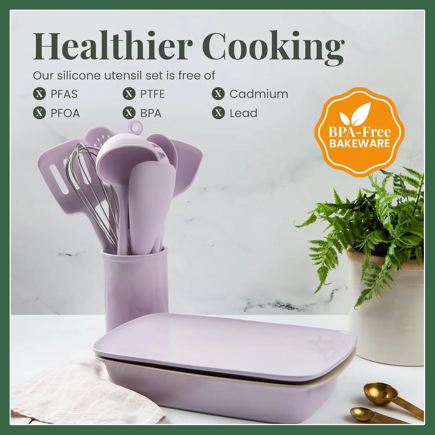 12 Piece Silicone Cooking Utensils Set, Silicone Utensils with Stainless Steel Handle and Ceramic Holder; Kitchen Utensils Set