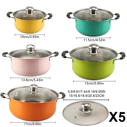 10-Piece stainless steel cookware set, multi-colored non-stick cookware set, perfect for kitchens and restaurants, an ideal gift