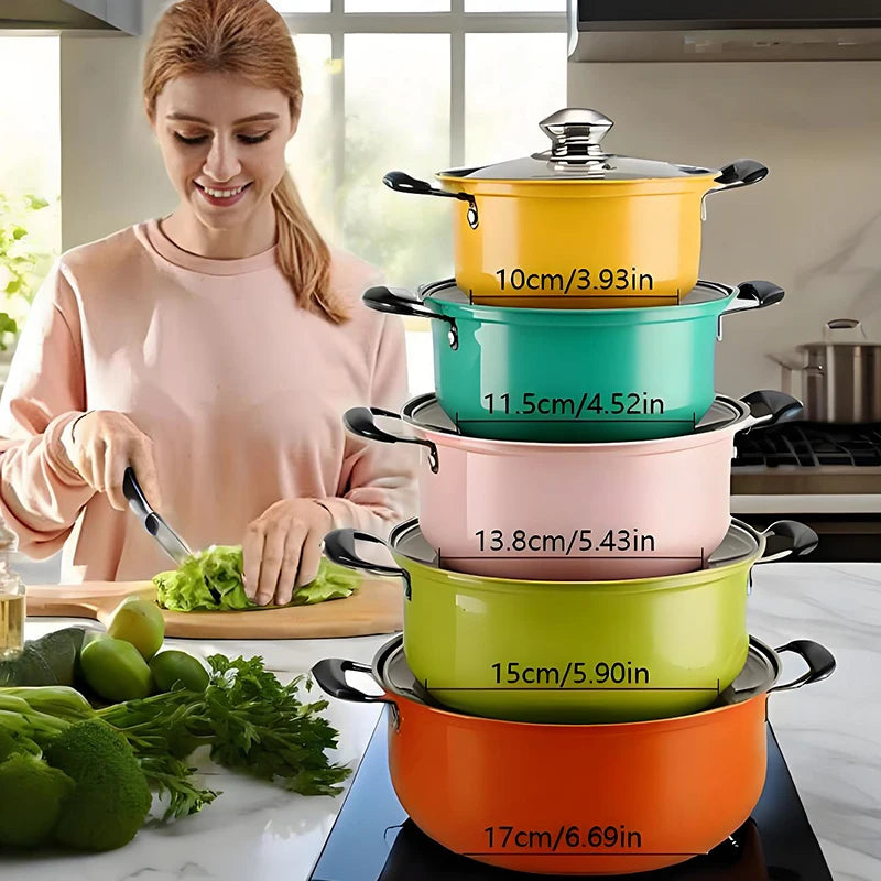 10-Piece stainless steel cookware set, multi-colored non-stick cookware set, perfect for kitchens and restaurants, an ideal gift