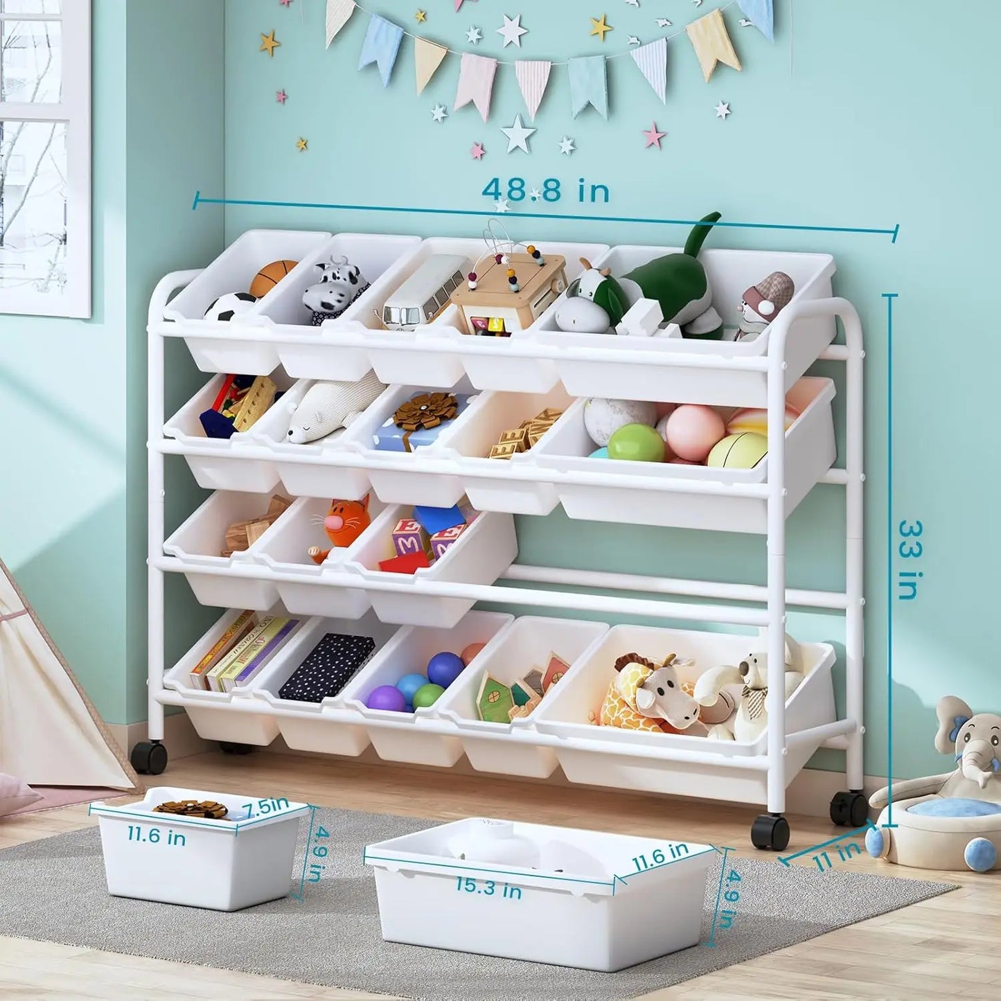 Kids Toy Storage Organizer with 20 Plastic Bins