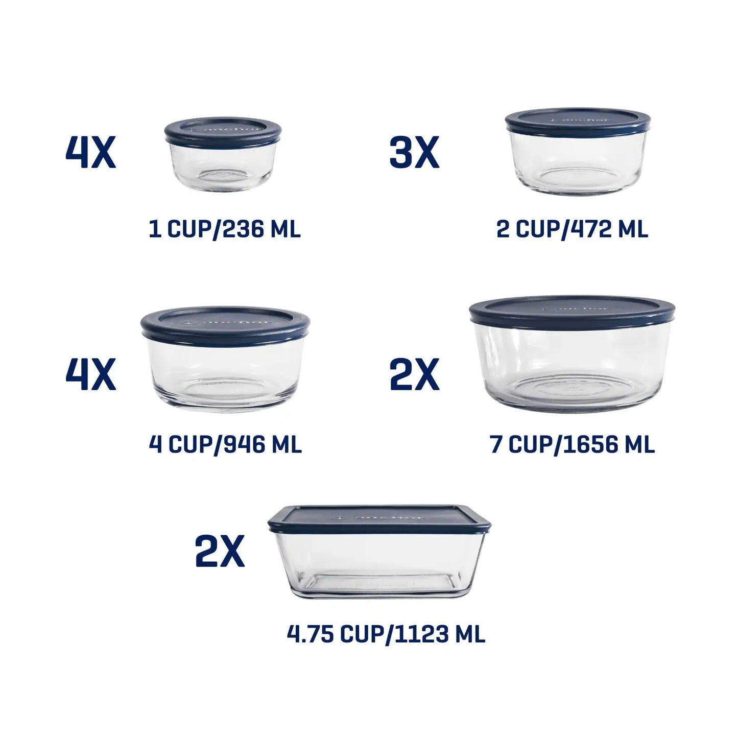 Glass Food Storage Containers with Lids, Set of 30