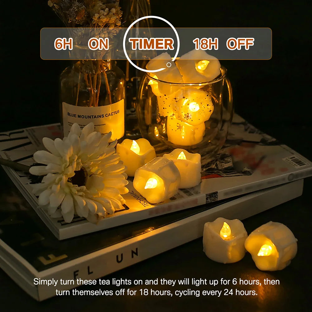 Flameless TeaLights Candles with Automatic Timer 6 Hours On 18 Hours Off