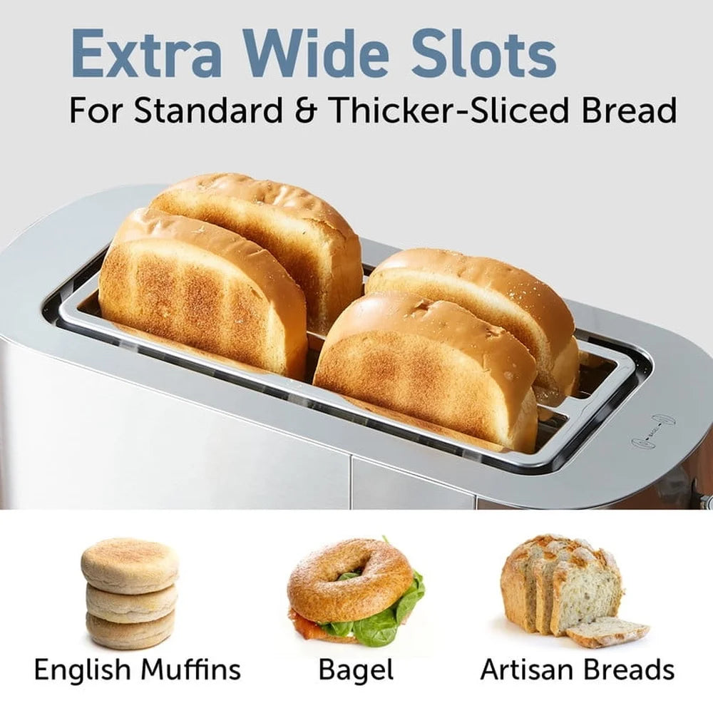 Elite Cuisine Toaster with Extra Large 4 Long Slots