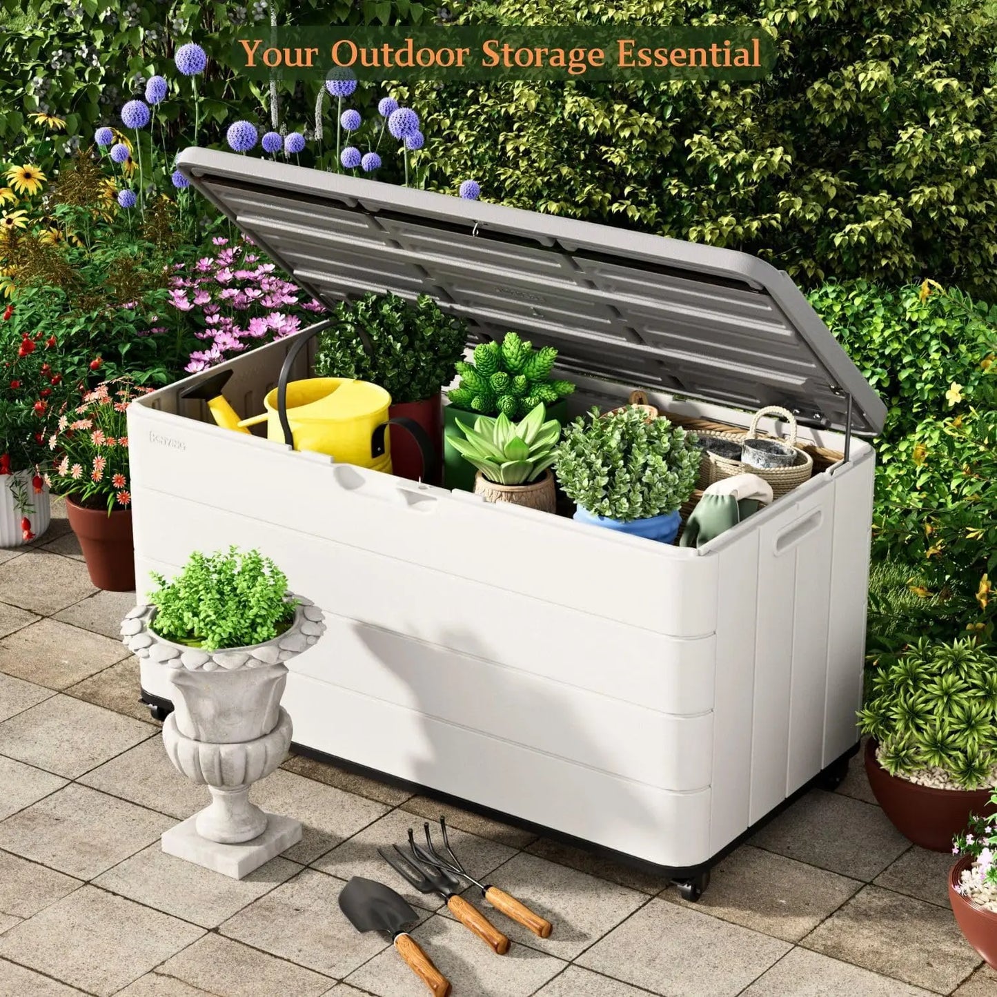 110 Gallon Outdoor Deck Box with Wheels