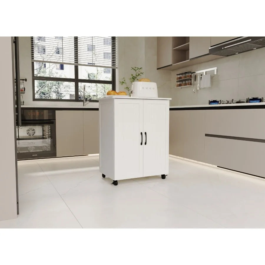 Kitchen Island on Wheels with Storage Cabinet, Kitchen Car, Small Portable Islands for Kitchen, Accent Coffee Bar, Cabinet Buffet