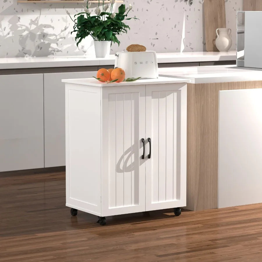 Kitchen Island on Wheels with Storage Cabinet, Kitchen Car, Small Portable Islands for Kitchen, Accent Coffee Bar, Cabinet Buffet