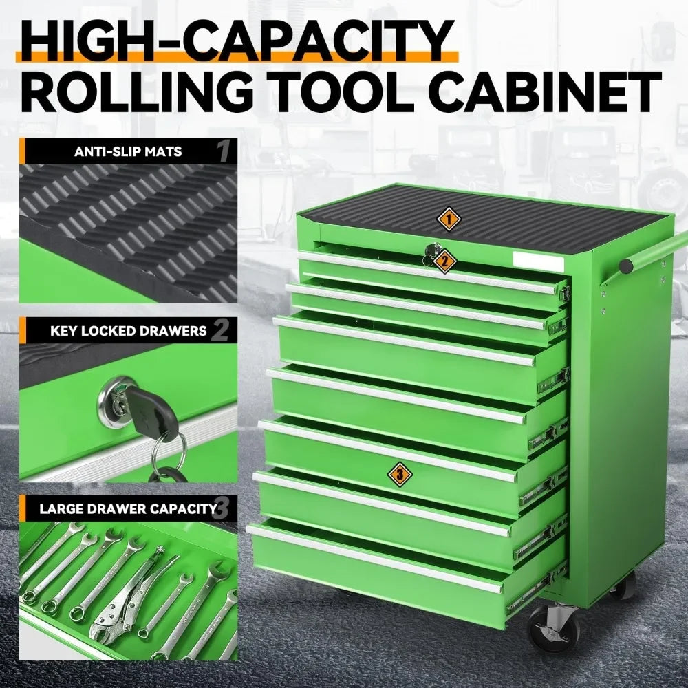 Rolling Tool Chest with 7-Drawer Cabinet