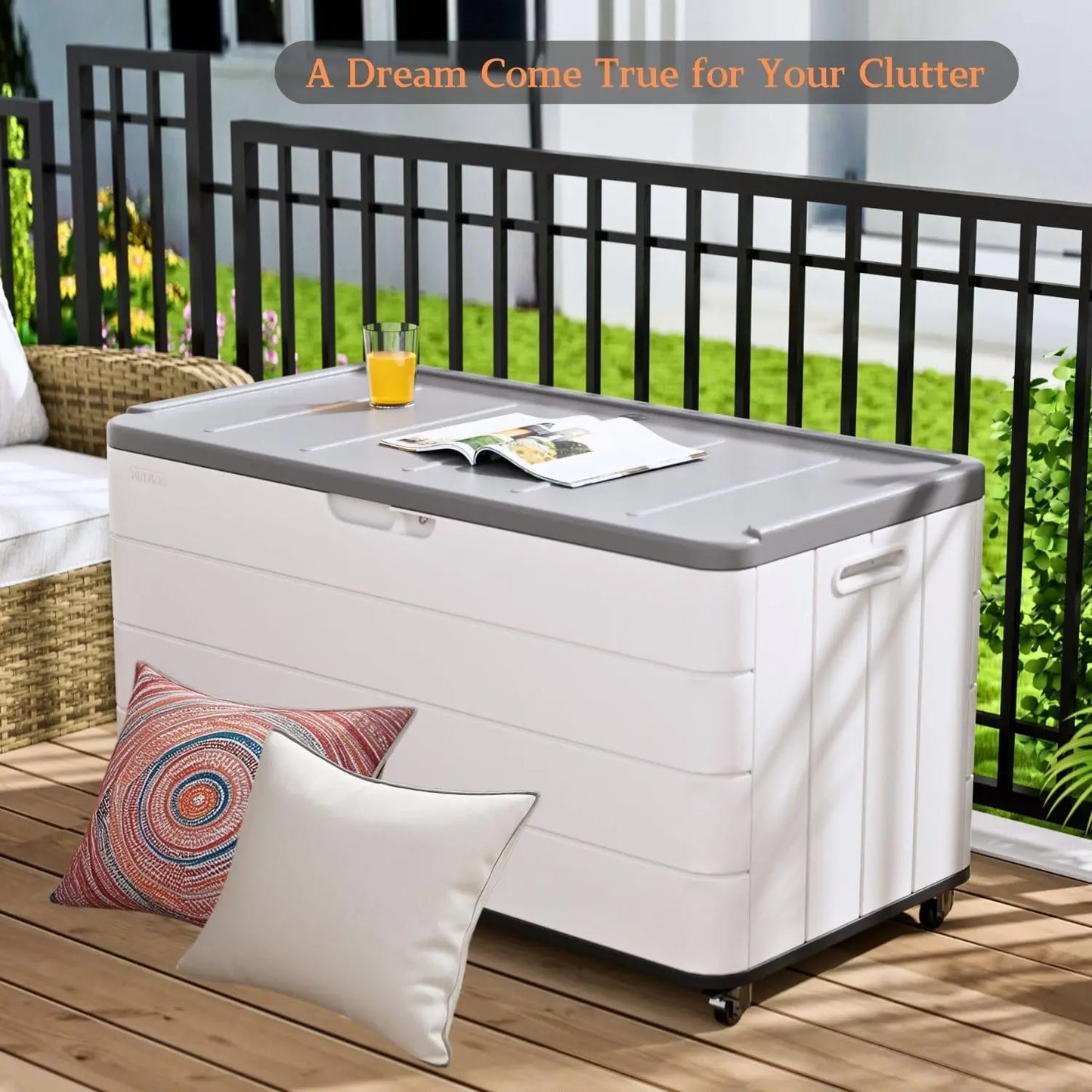 110 Gallon Outdoor Deck Box with Wheels