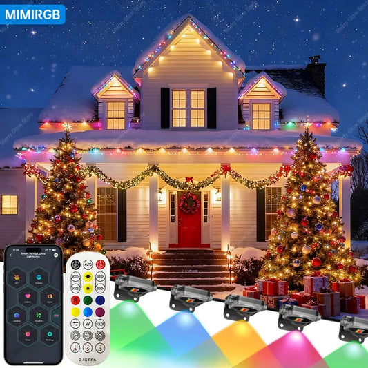 Permanent Outdoor Smart Eaves Lights with Remote, 100 FT