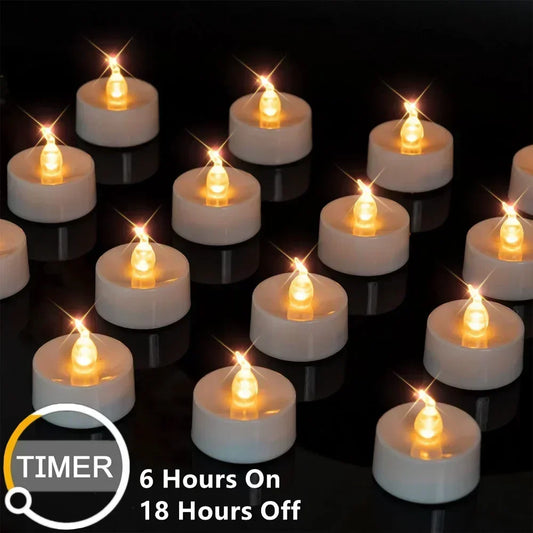 Flameless TeaLights Candles with Automatic Timer 6 Hours On 18 Hours Off