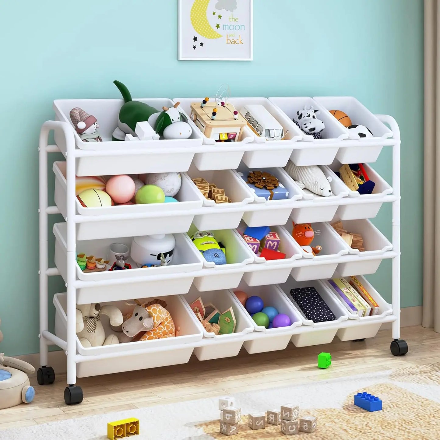 Kids Toy Storage Organizer with 20 Plastic Bins