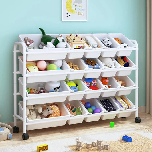 Kids Toy Storage Organizer with 20 Plastic Bins
