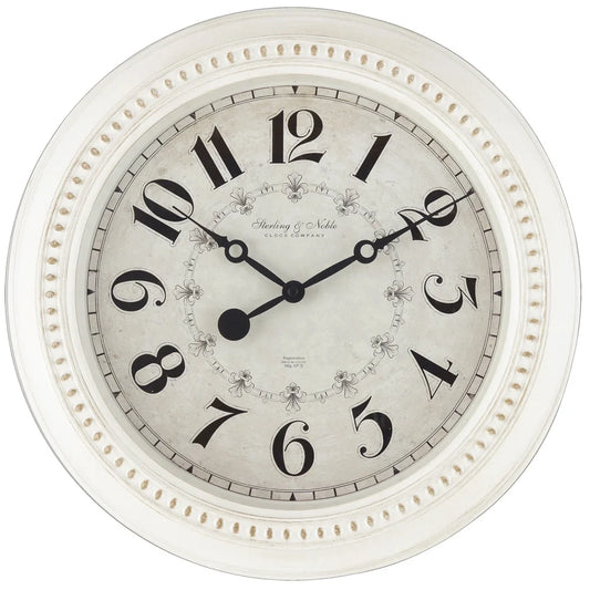 15.5 Inch Round Antique White French Country Wall Clock