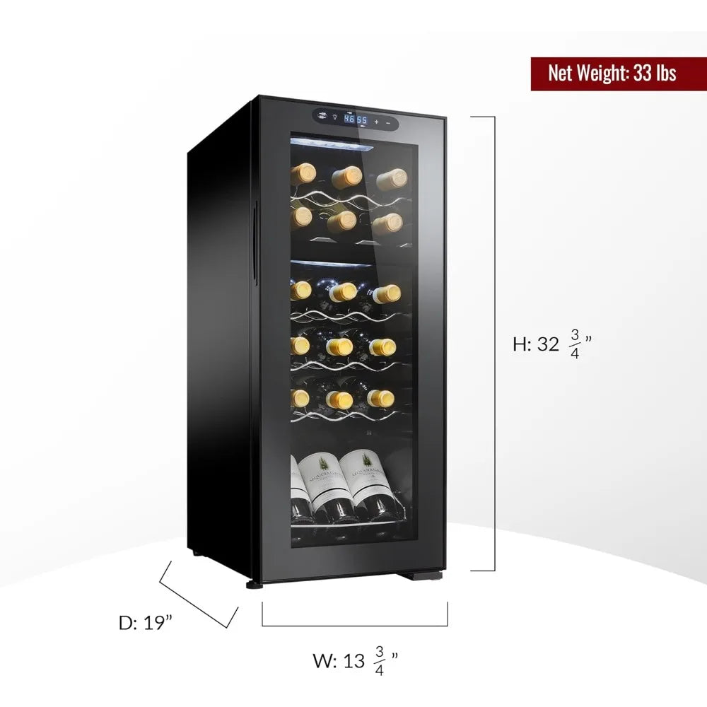 18-Bottle Dual Zone MAX Compressor Wine Cooler – Freestanding Beverage Refrigerator, Mini Fridge with Digital Touchscreen
