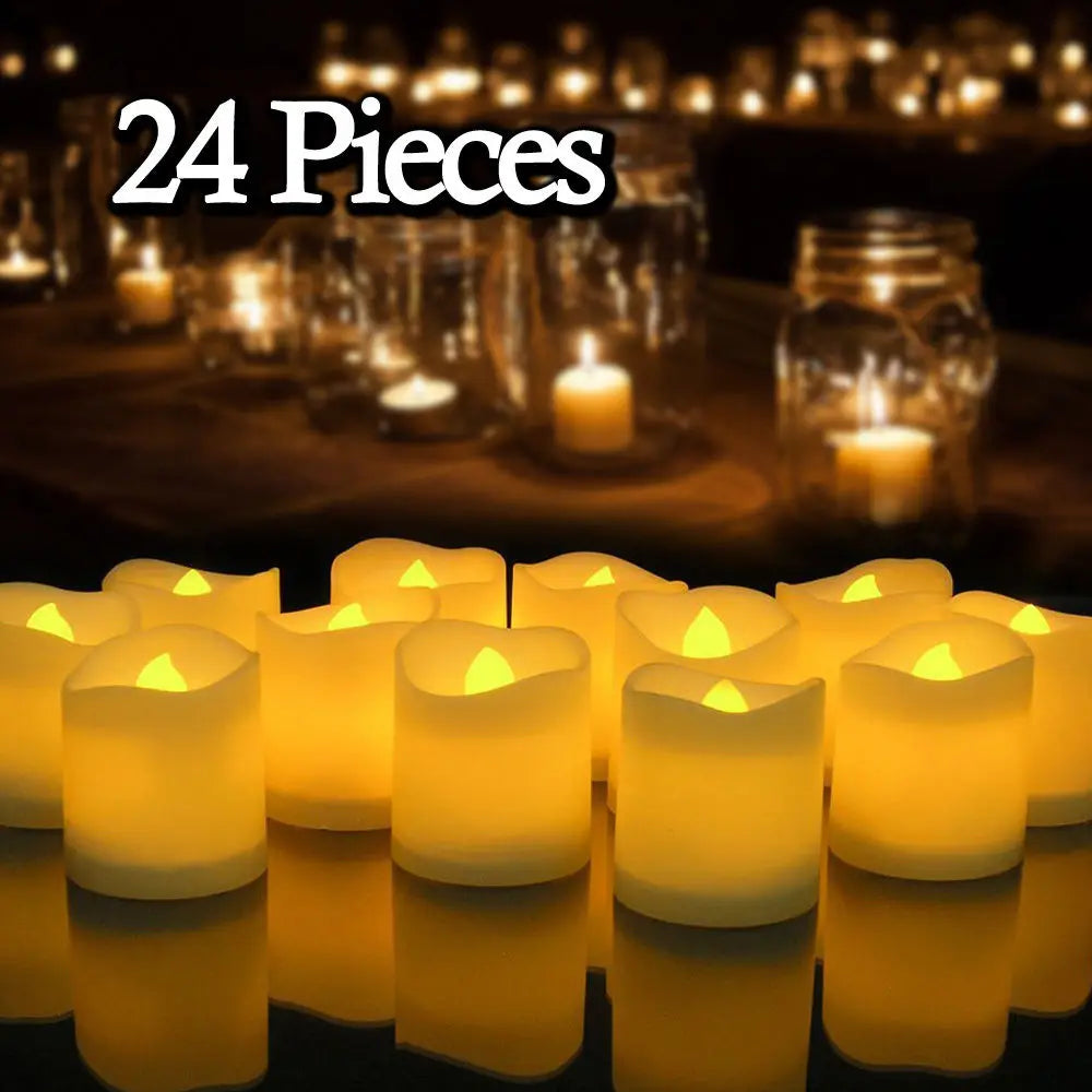 12/24Pcs Flameless LED Candle Battery Operated Flickering Candle For Home Christmas Party Wedding Decoration Tealight Candles