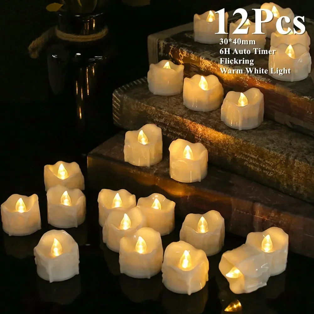 Flameless TeaLights Candles with Automatic Timer 6 Hours On 18 Hours Off