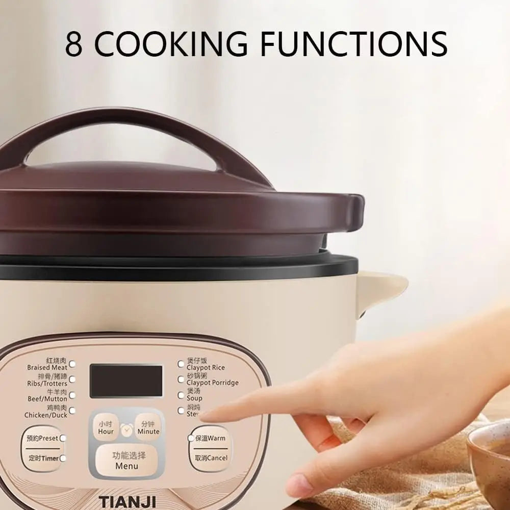 DSG-TZ30 Electric Clay Pot, Slow Cooker for Clay Pot Rice and Casserole Porridge, Ceramic Casserole Cooking Pot with Unglazed Porcelain