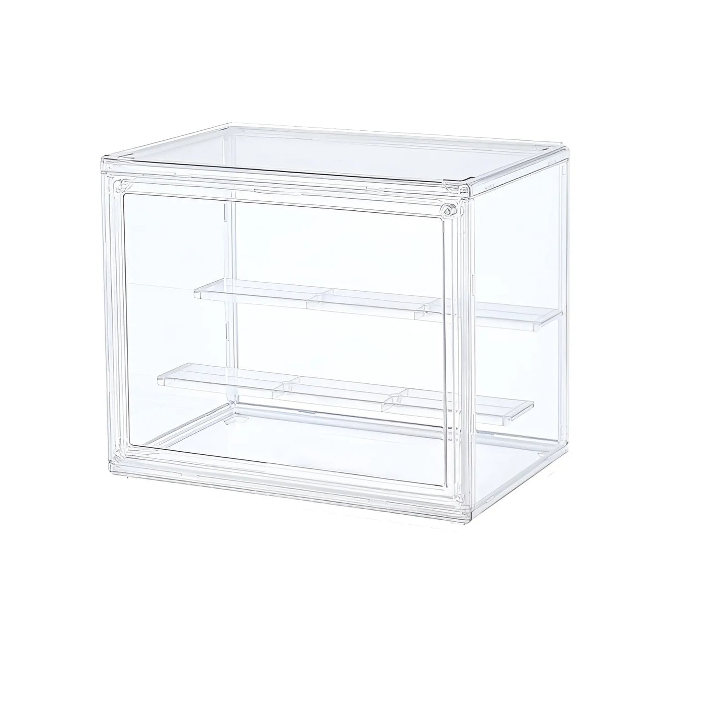 Clear Display Box, Stackable Plastic Dustproof Storage Bins, Figures Display, Collectibles Bag, Cosmetic Show Case with Interlayers