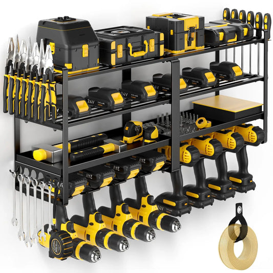 Power Tool Organizer, Wall Mount, Extended Large Heavy Duty Drill Holder, 4 Layer Garage and Storage, Suitable Utility Racks